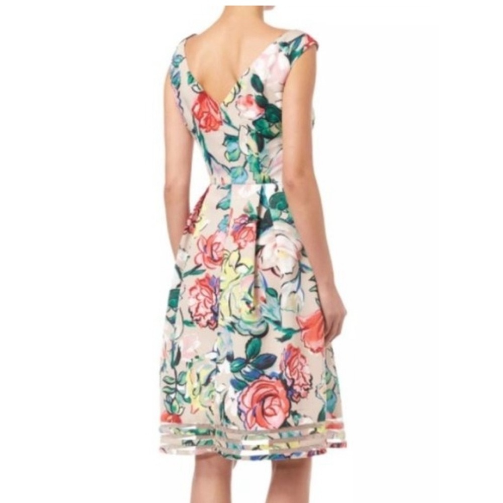 Adrianna Papell Multicolor Floral Boatneck Midi Dress - Picture 2 of 16